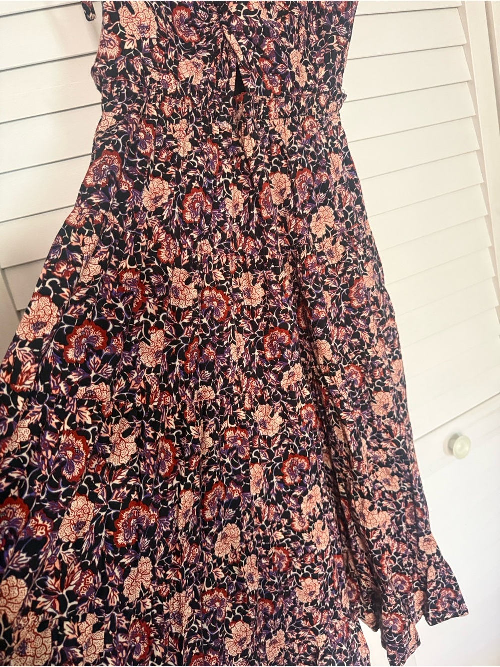 Ulla Johnson Navy Floral Tie-Shoulder Maxi Dress